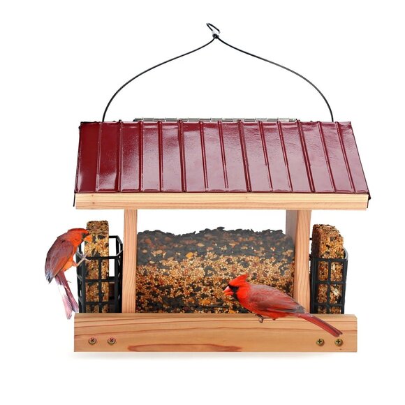 NEW Heavy Duty Bird Feeder Wood Birdhouse Garden Decor Bird House Hand Crafted H - Picture 1 of 13